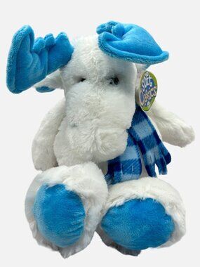 Chosun Soft Classics White Moose Plush 10" Blue Antlers Scarf Stuffed Animal